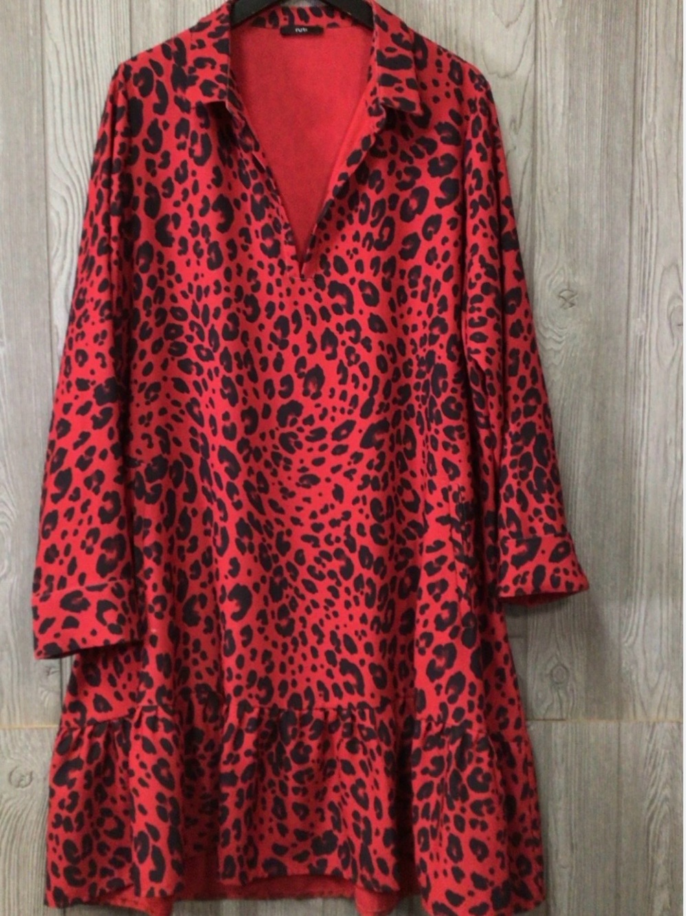 Red Leopard Print Tunic Dress (798)